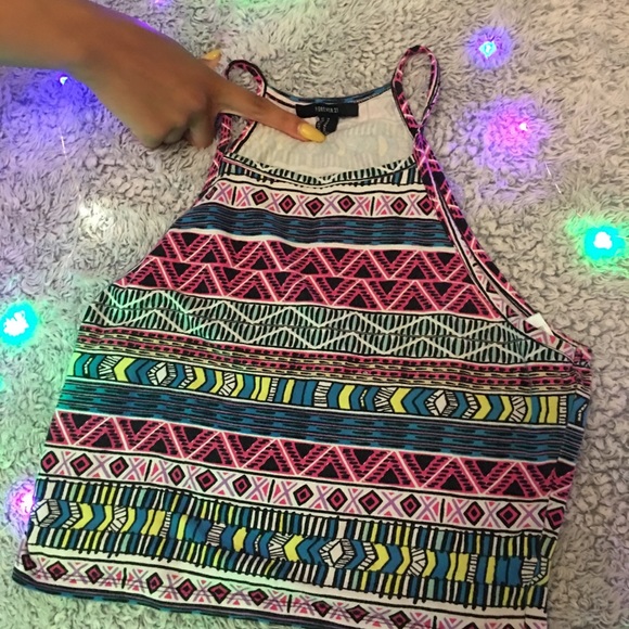 Color Block Halter Crop Top - Picture 1 of 4